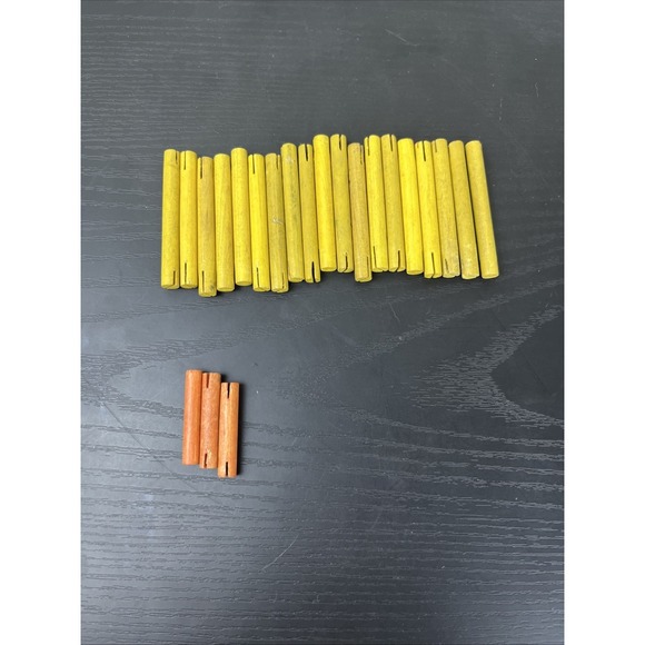 Hasbro Other - Tinkertoy 22‎ Wooden Rods Yellow + 3 Orange Replacement Parts Lot Vintage